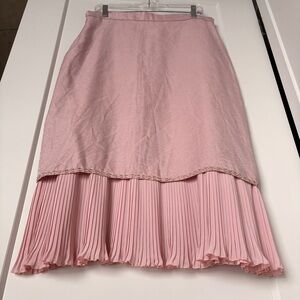 Vintage  80s–90s Dusty Pink Layered Chiffon Midi Skirt | Two-Tier Pleated Siren